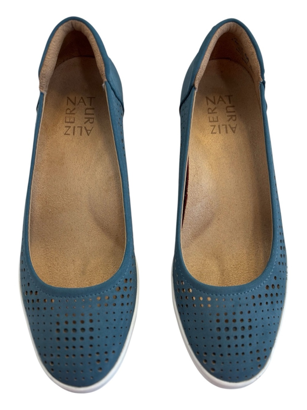 Naturalizer Blue Perforated Women's Sam2 Slip On Wedge Shoes, Size 6.5 Medium
